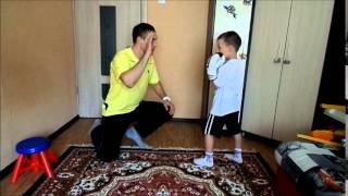 Бокс тренировка на передвижение(Boxing training with child)