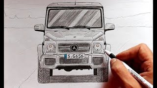 Как нарисовать машину Мерседес Гелендваген