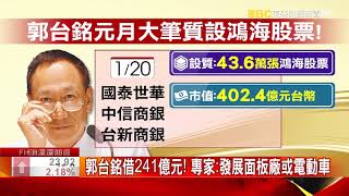 郭台銘質設43.6萬張鴻海股票 市值破4百億元！