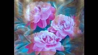 Peonies and gold. Пионы и золото, двойной мазок, irishkalia