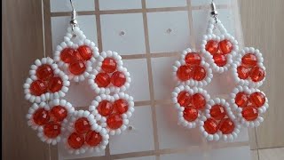 Серьги из бисера "Сердечко-Цветочек"/Earrings from beads "Heart - Flower"