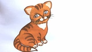 Как нарисовать кошку красками, поэтапно! How to draw a cat | Art School