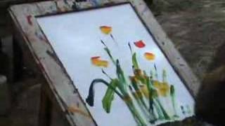 ELEPHANT PAINTING POPPY FLOWERS