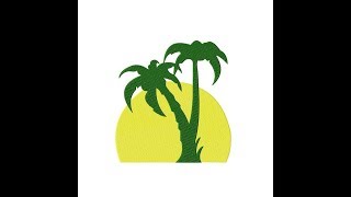 Embird Studio. Рисуем Стежками Пальму с Солнцем.