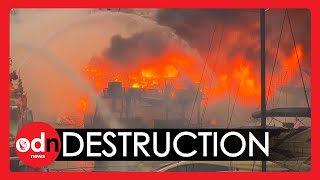 Blazing Fire DESTROYS Nearly 40 Boats on Hong Kong Island