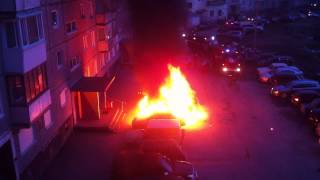 Пожар Мурманск 10.05.12 на Кольском сгорели 4 машины