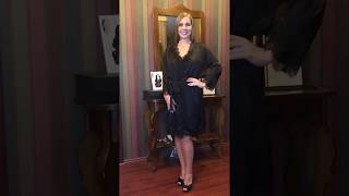 Sainted Sisters Short Wrap Gown and Chemise Silk Satin Black AW18