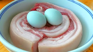 【小穎美食】五花肉不要紅燒了，加2個鹹蛋，比紅燒肉還香，一次幾斤不夠吃！