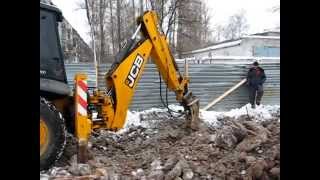 Работа гидромолота на базе экскаватора-погрузчика JCB 4CX