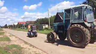 Самодельный минитрактор заводит с буксира МТЗ 82