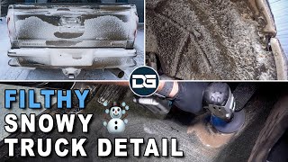 Deep Cleaning a FILTHY Snowy Truck | Satisfying Interior and Exterior Car Detailing!