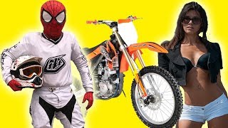 Motorcyclist SpiderMan staged RACE MOTOCROSS on Motorcycle Yamaha in Real Life