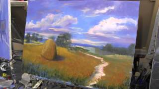 Пейзаж, пшеничное поле.Уроки для новичков, масляная живопись.И.Сахаров