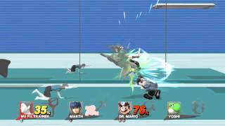 Super Smash Bros- Wii Fit Trainer vs. Marth, Dr.Mario, and Yoshi