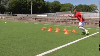 Koordinationstraining mit Pylonen seitlich mit Sprint