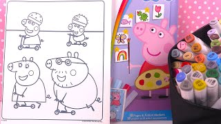 Peppa Pig Coloriage de Peppa et sa Famille Skateboard