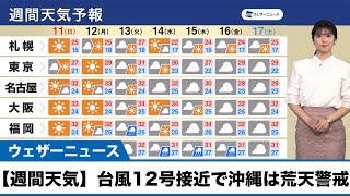 【週間天気】台風12号接近で沖縄は荒天警戒　彼岸前にかけて残暑