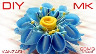 Новая резиночка Канзаши. Комбинируем ленты с фетром. Рукоделие/МК/DIY/Hand Made/Kanzashi
