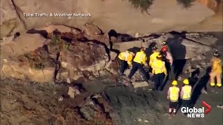 Woman killed 3 man after sandstone cliff collapses at California beach