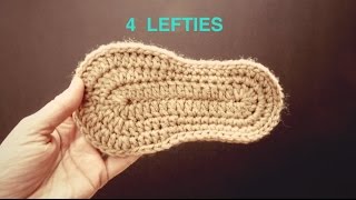 WATCH How To Crochet 6" Espadrille Soles - part 1/2  (4 Lefties)