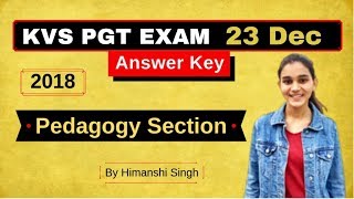 KVS PGT 2018 Answer Key | Pedagogy Section Solved