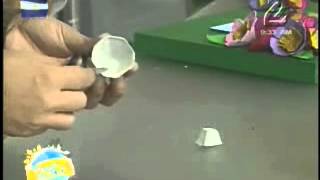 Flores de cajillas para huevos en marco de espejo.EGG CARTON ROSES