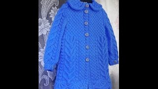 Пальто для девочки спицами. Часть 4 - вяжем воротничок. knitting children's coats