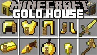 Minecraft GOLD HOUSE MOD / SPAWN INSTANT GOLD HOUSES AND LIVE IN THEM !! Minecraft