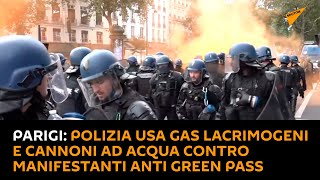 #Parigi: polizia usa gas lacrimogeni e cannoni ad acqua contro manifestanti anti Green Pass