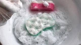 ASMR sponges+gel=foam ?foam + powder=paste?ASMR губки+гель=пена?пена+порошок=паста