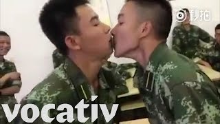 Chinese Soldiers Playing Kissing Card Game Stirs Controversy