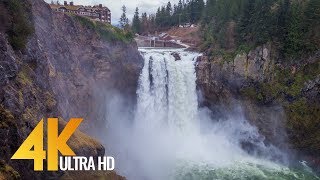 8 Hours Crashing Water Sounds - 4K Snoqualmie Falls after Heavy Rain, Washington