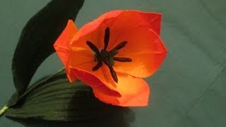 1) Тюльпан из ткани на стебле в вазу. Мастер класс(1 часть)