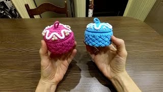 DIY Идея для подарка. Вяжем крючком шкатулку плетеным узором