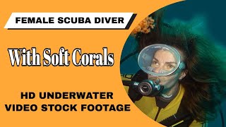 0522_Scuba diver girl with vintage mask, HD Underwater Video Stock Footage
