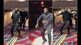 LeBron has some crazy dance moves ahead of Cavaliers player intros vs Detroit