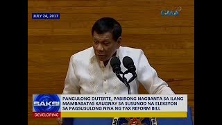 Saksi: PDu30, pabirong nagbanta sa mga mambabatas kaugnay sa susunod na eleksyon sa tax reform bill
