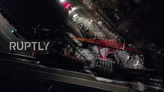 China: Drone footage captures Hubei bridge collapse rescue operation