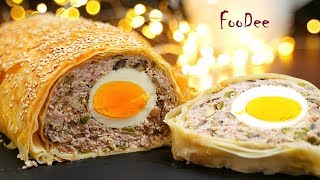 Рулет из фарша – Красиво и очень вкусно – Мясной рулет с яйцом