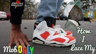 How I lace My Gatorade Air Jordan 6 & 4k On foot look