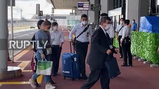 Japan: Sprinter Krystsina Tsimanouskaya arrives at Tokyo airport