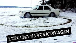 Кто лучше? volkswagen passat b3 vs Мерседес w124 . Зима (пробный заезд)ua