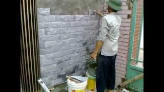 Hướng dẫn ốp đá -công trình nhà hàng Hoàng Đại gia-Hà giang