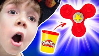 FIDGET SPINNER DE MASSINHA PLAY-DOH!! Playdough Handspinner Challenge