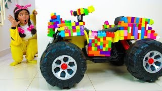Linda Ride on Toy Sports Car & Pretend Play with Colored Toy Blocks