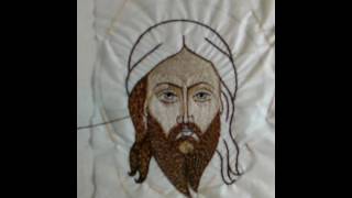 Вышивка иконы церковной гладью.