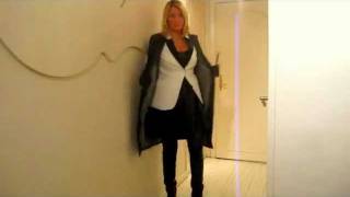 Leather Coat, sexy over knee boots & leather dress