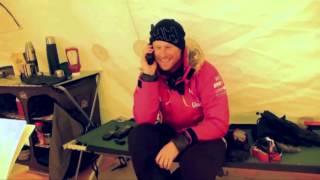 Prince Harry calls the Row 2 Recovery Team from his Antarctic Expedition