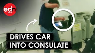 Knife Attacker's Car SMASHES Through Doors of Chinese Consulate in San Francisco