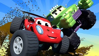 Monster Trucks Cartoons For Children Trucks & Cars videos for kids ! Monster Town Car City LIVE!